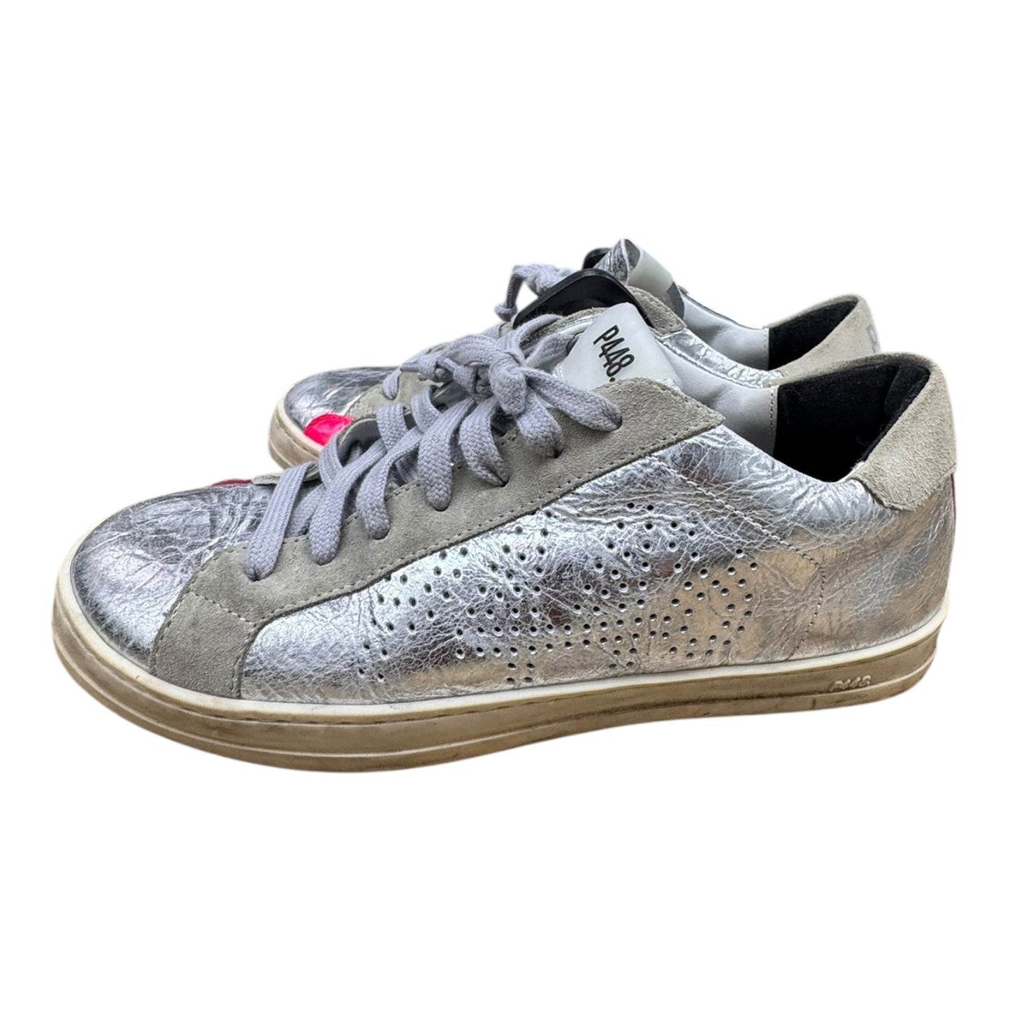 Shoes Sneakers By P448 In Pink & Silver, Size:6.5