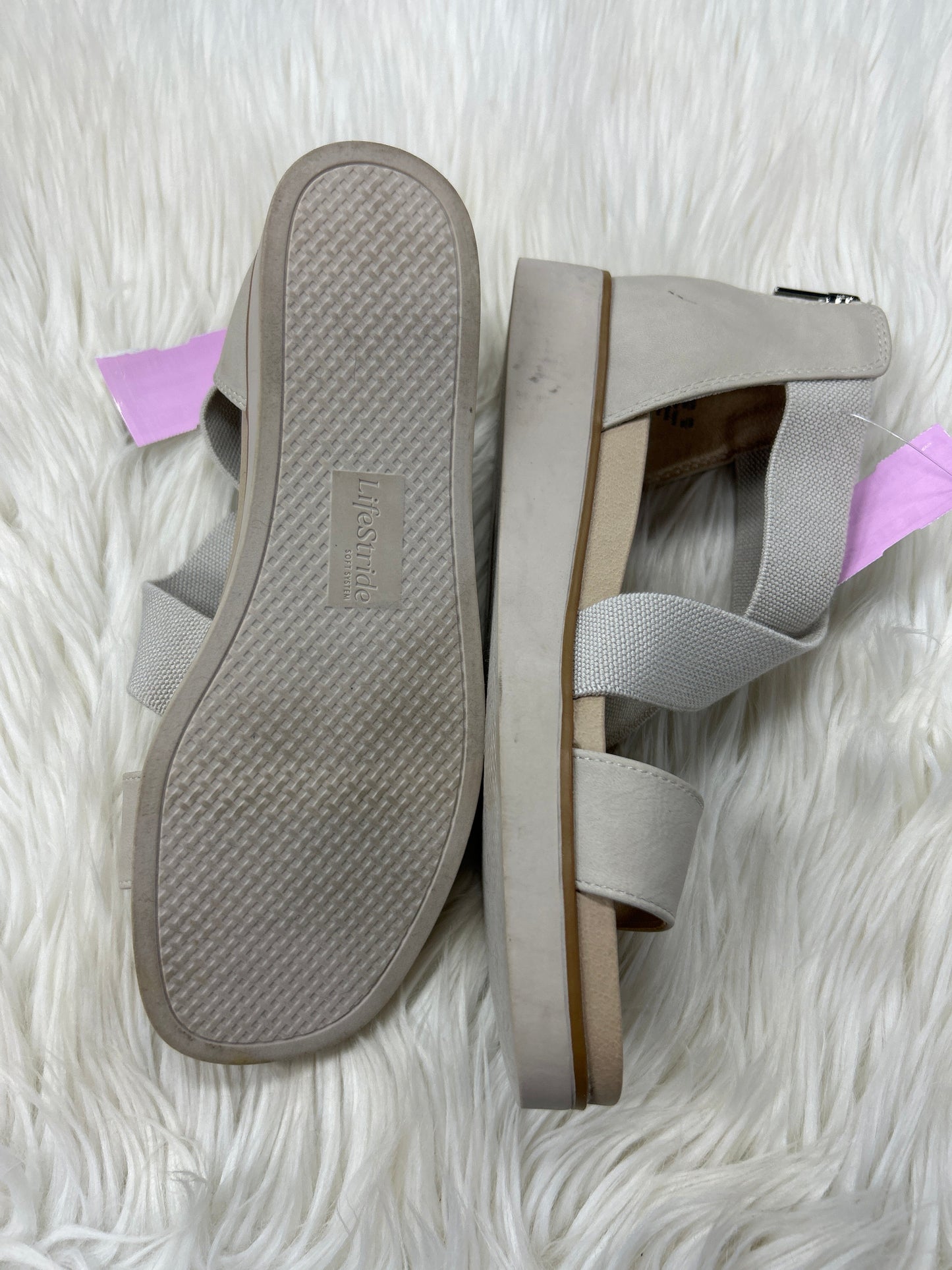 Sandals Heels Block By Life Stride In Taupe, Size:8.5