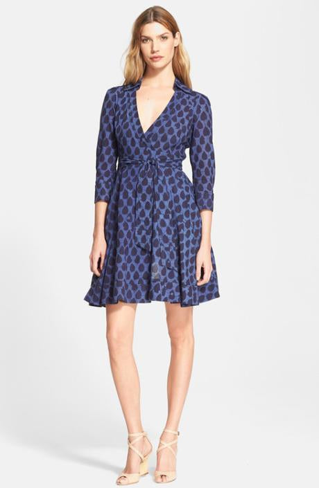Blue Dress Designer Diane Von Furstenberg, Size 4