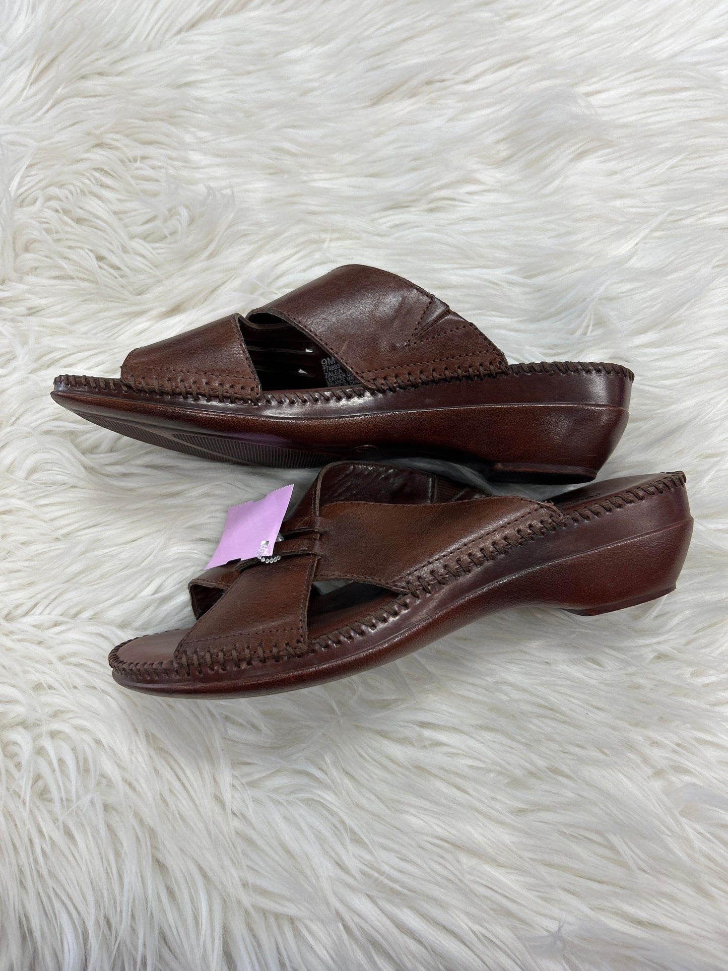 Sandals Heels Block By Cmc In Brown, Size:9