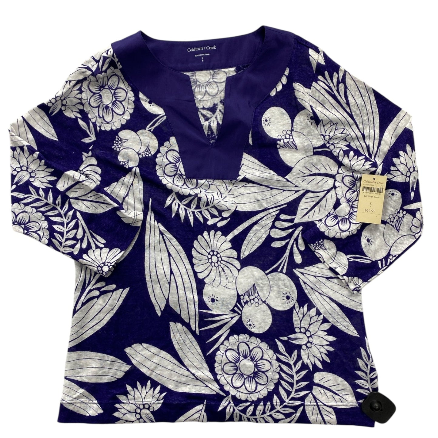 Top 3/4 Sleeve By Coldwater Creek In Blue & White, Size:S