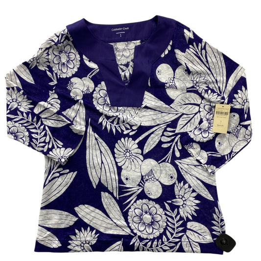 Top 3/4 Sleeve By Coldwater Creek In Blue & White, Size:S