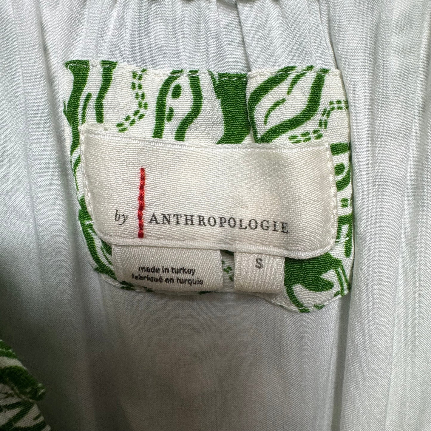 Dress Casual Short By Anthropologie In Green & White, Size: S