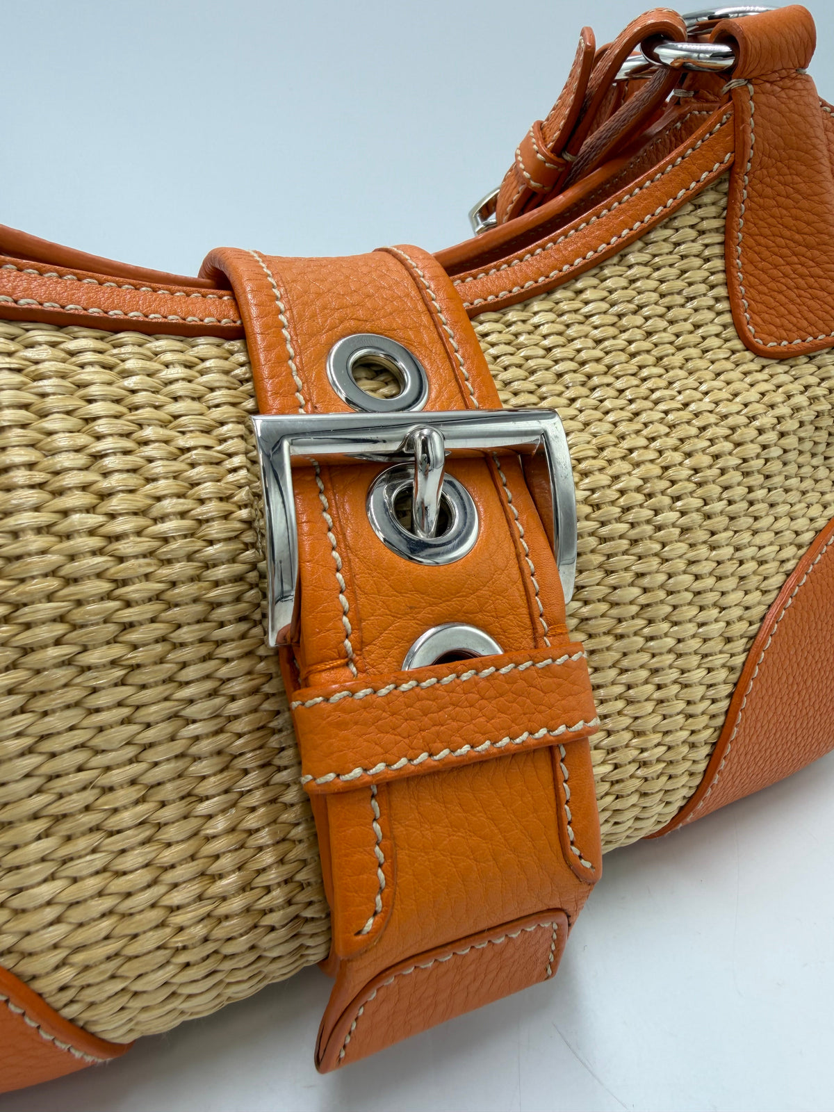 Prada Paglia/Vitello Daino Luxury Shoulder Handbag
