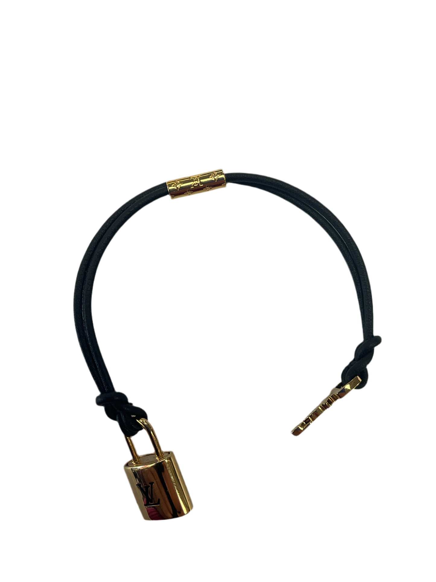 BRACELET LUXURY DESIGNER by LOUIS VUITTON In BLACK & GOLD, Size: 6.5