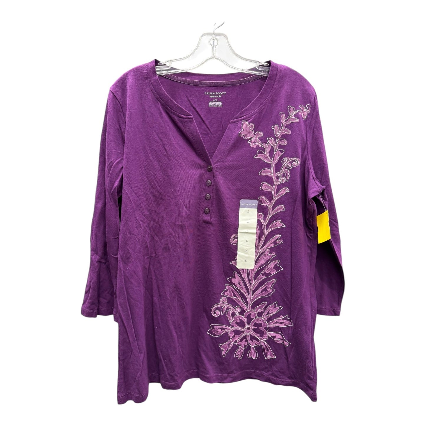 Top Ls Basic By Laura Scott In Purple, Size:L