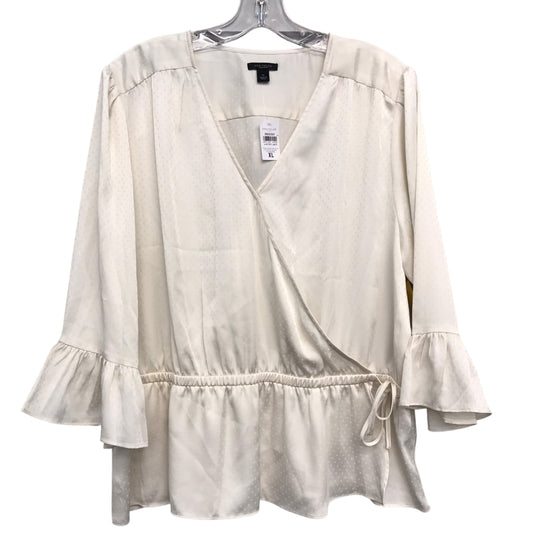 Blouse Ls By Ann Taylor In Ivory, Size:Xl