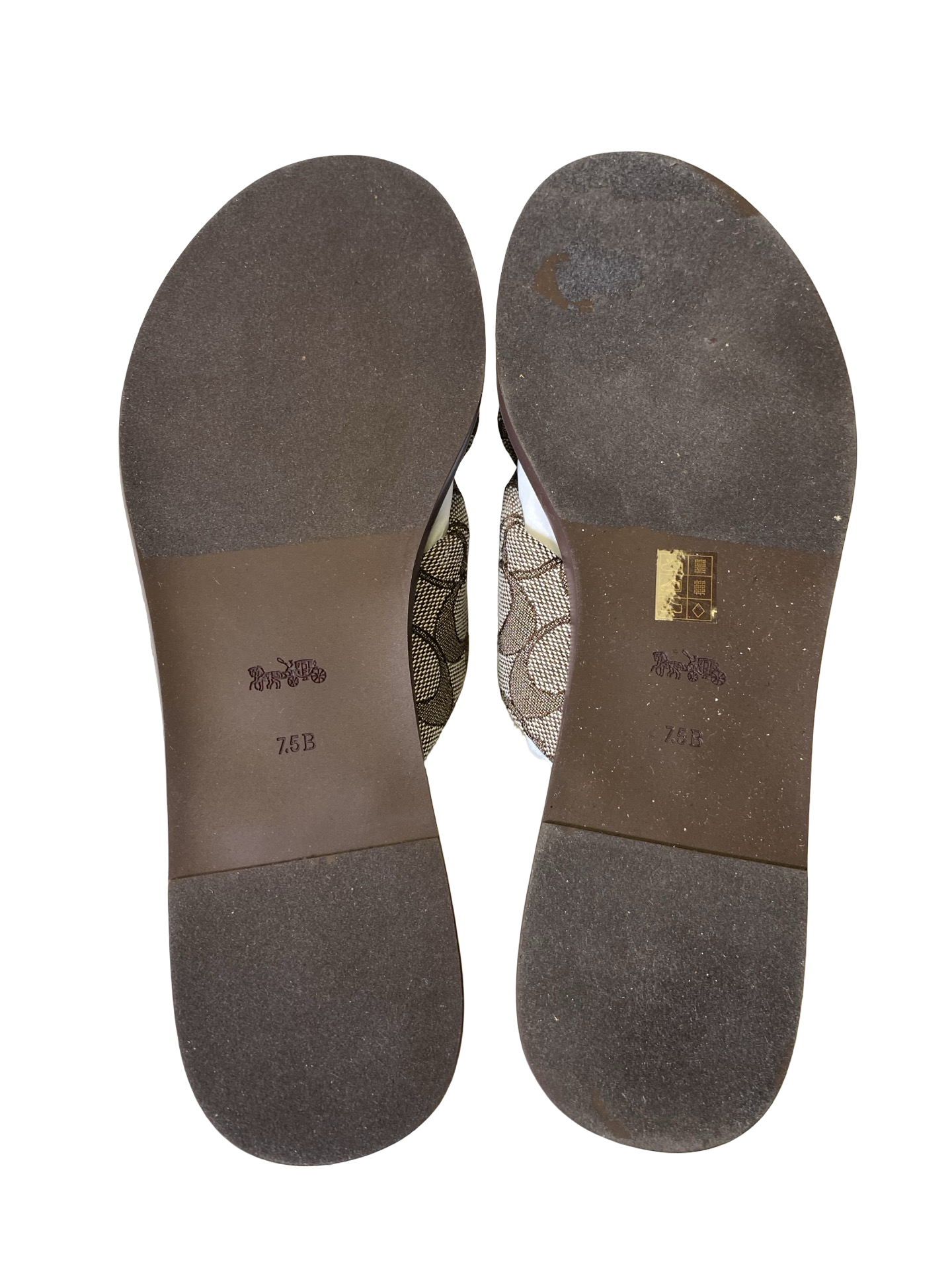 Sandals Designer By Coach In Brown & Cream, Size: 7.5