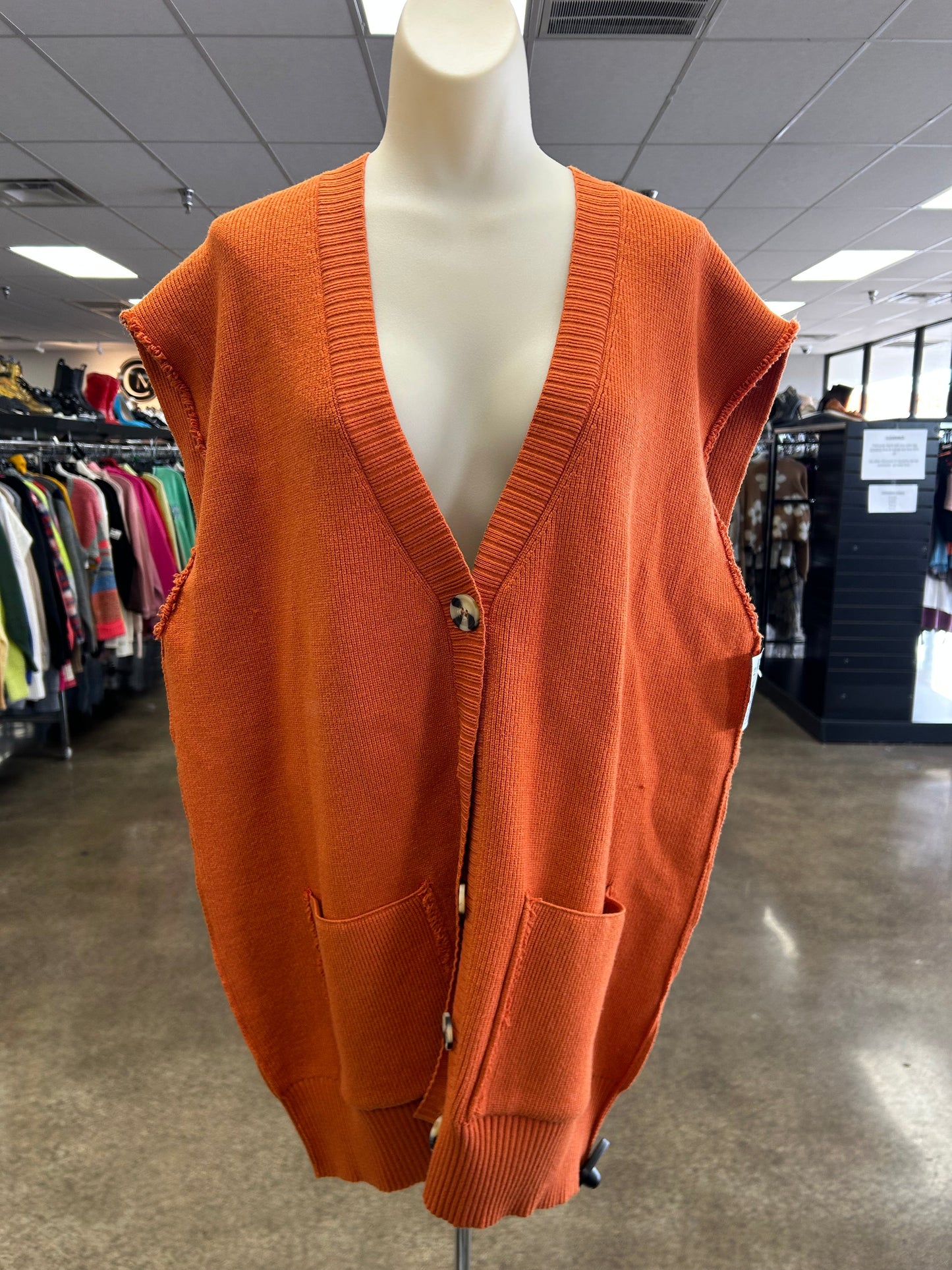 Vest Sweater By Free People In Orange, Size:Xs