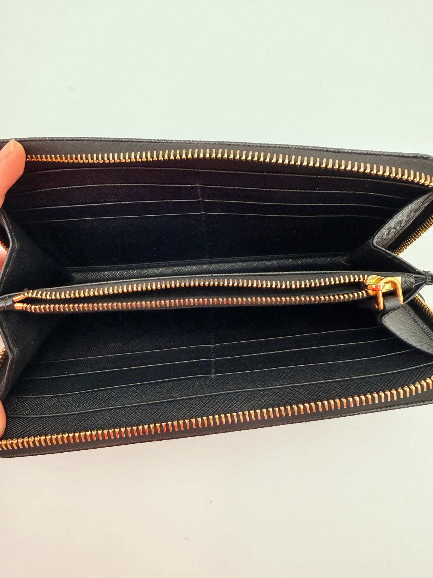 Wallet Luxury Designer By Prada In Black, Size:Medium