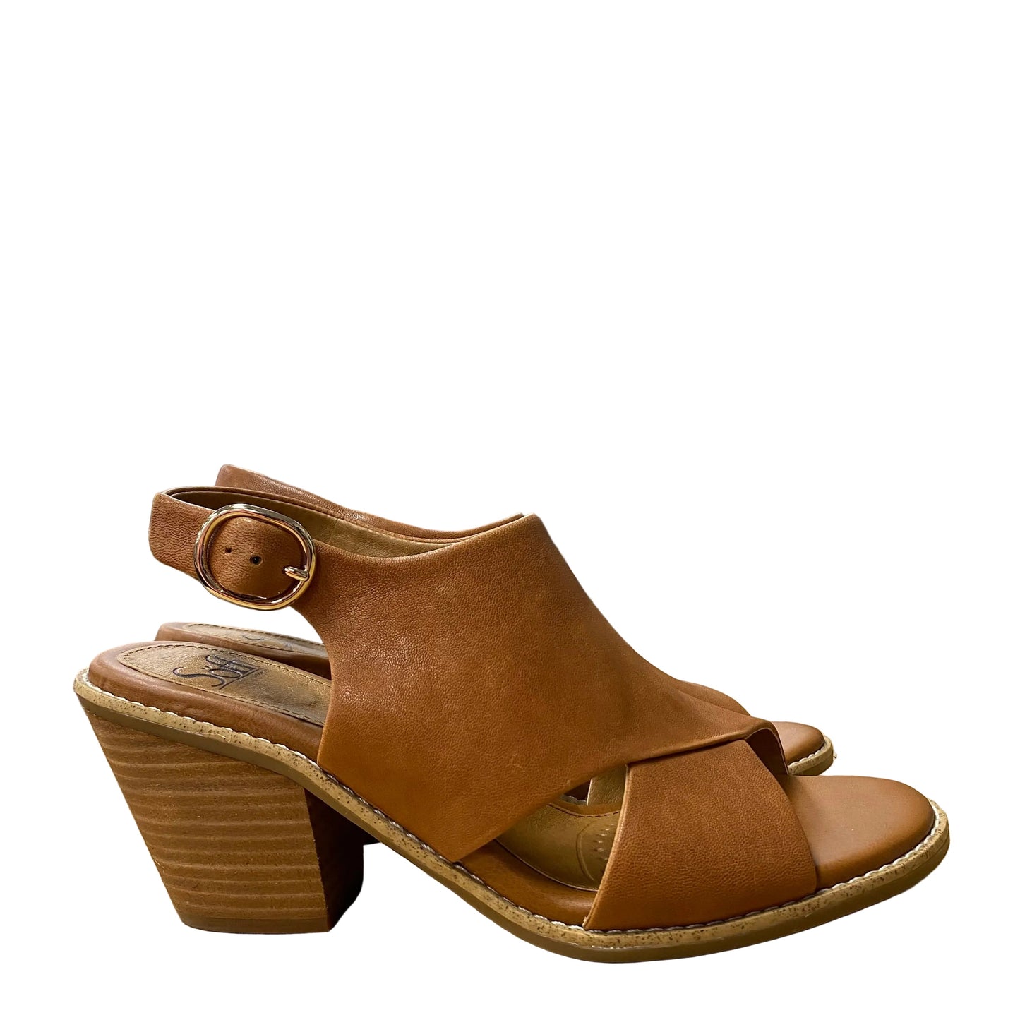 Sandals Heels Block By Sofft In Brown, Size:8.5