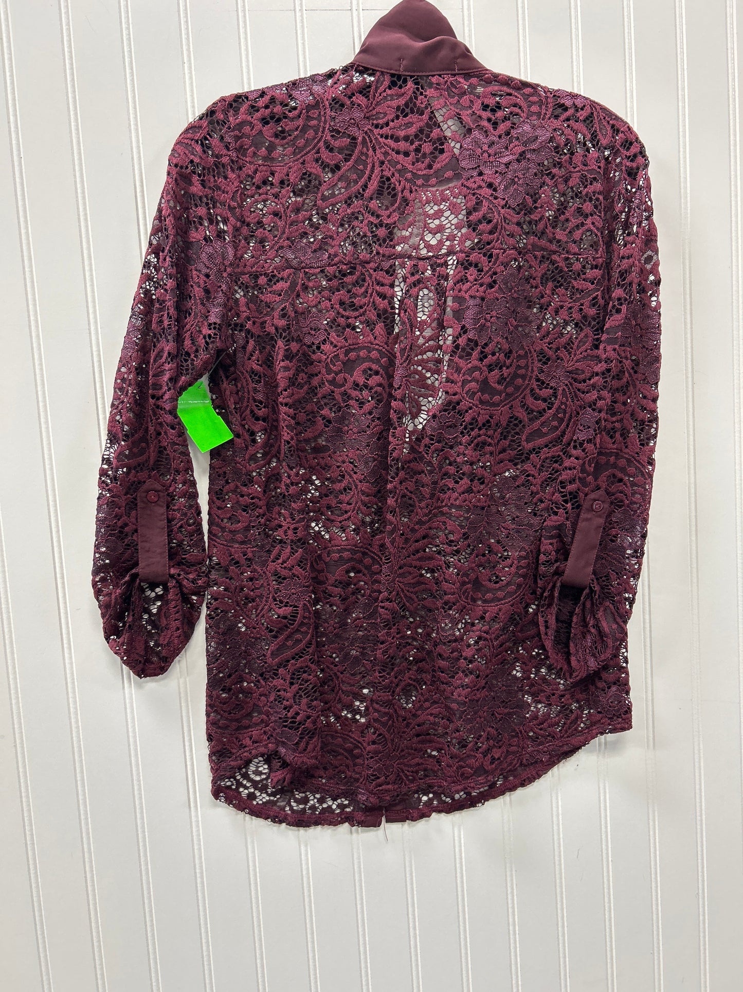 Blouse Ls By Maurices In Maroon, Size:M