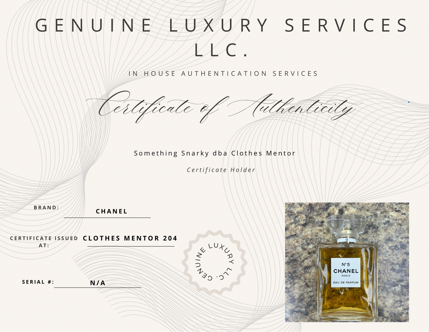 Chanel No. 5 Eau de Parfum Luxury 3.4 oz. Fragrance