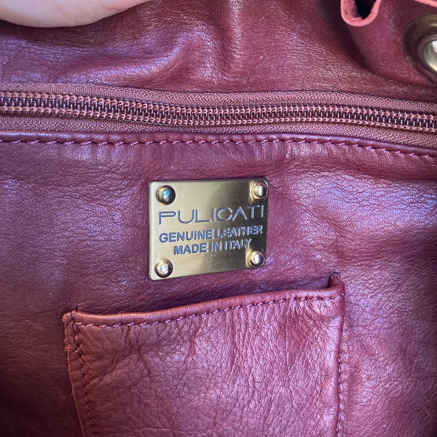 Handbag Leather By Pulicati In Brown, Size:Large