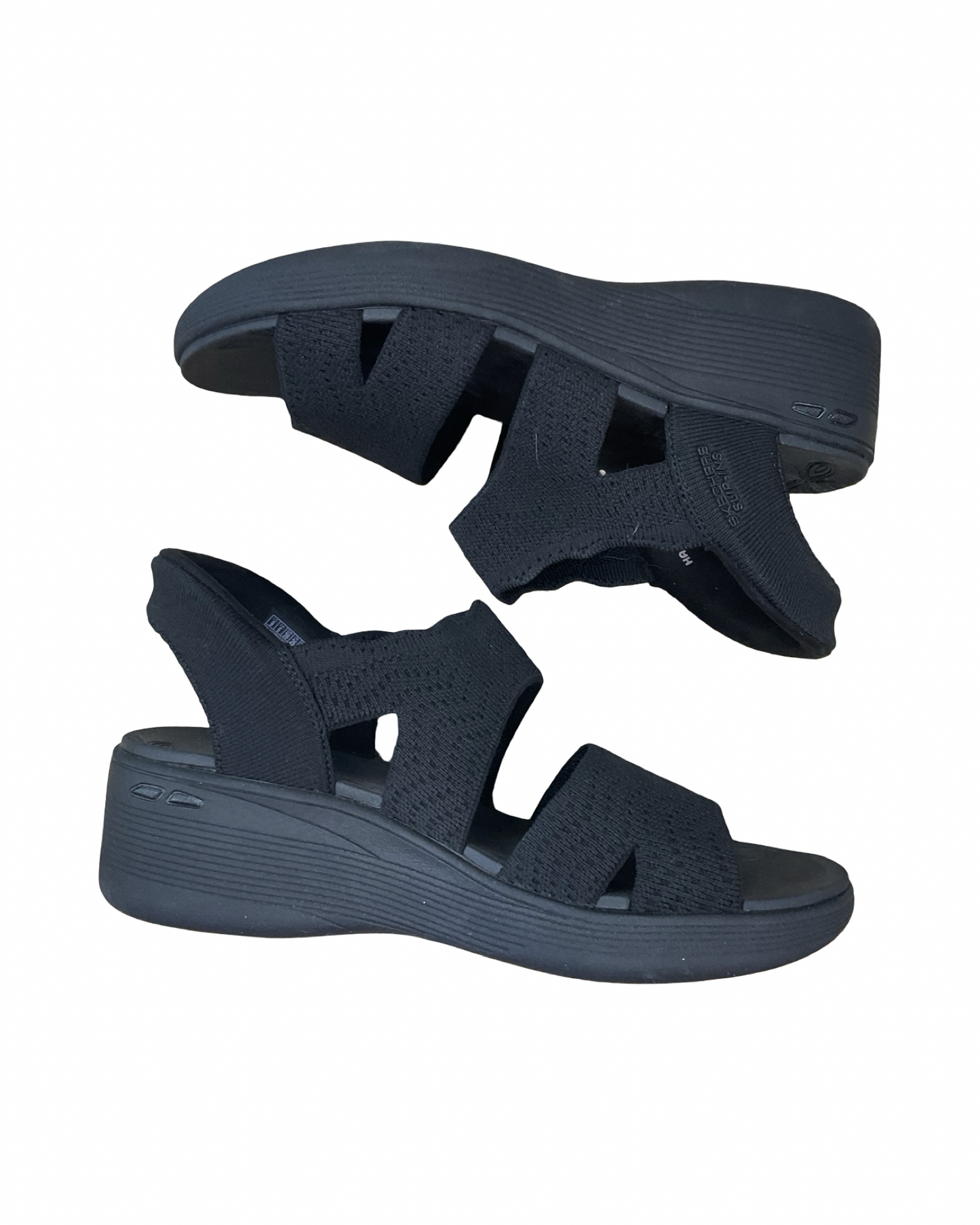 Sandals Heels Wedge By Skechers In Black, Size:9