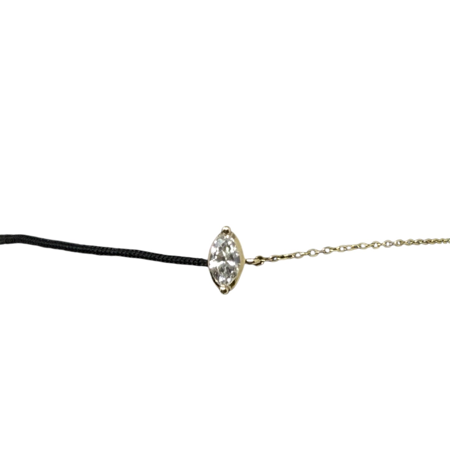 14k Fancy Marquis Diamond 0.15Ct Chain/Silk Cord Bracelet By 770 Fine Jewelry