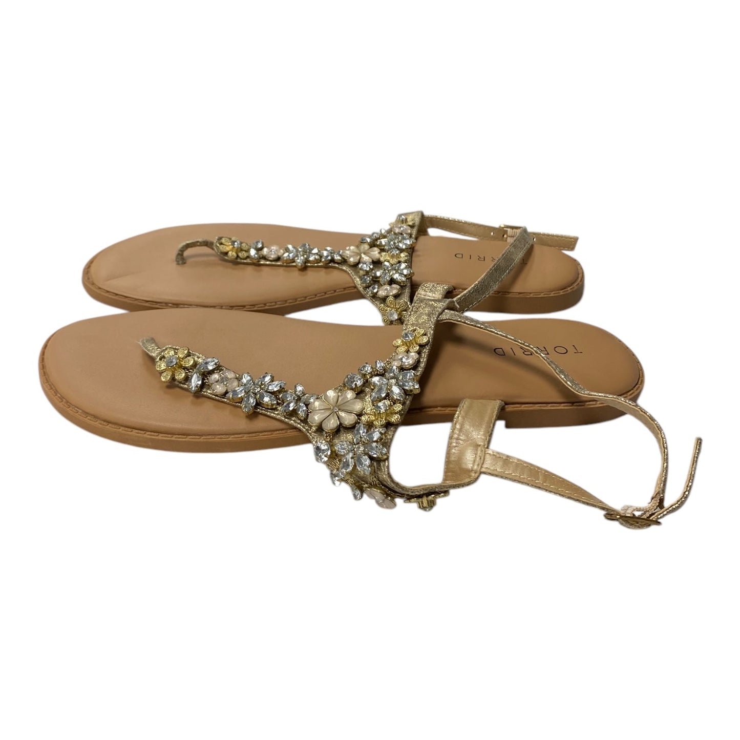 Sandals Flats By Torrid In Gold, Size:9