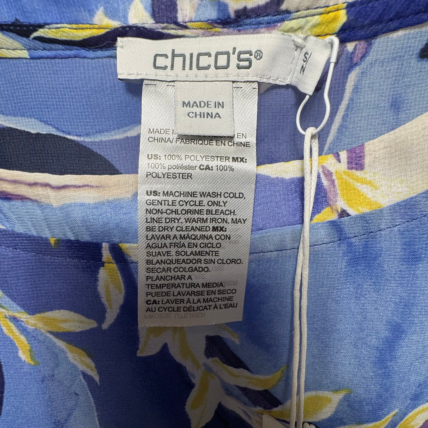 Tropical Swirl Wast West Poncho By Chicos In Floral Print, Size: S/M