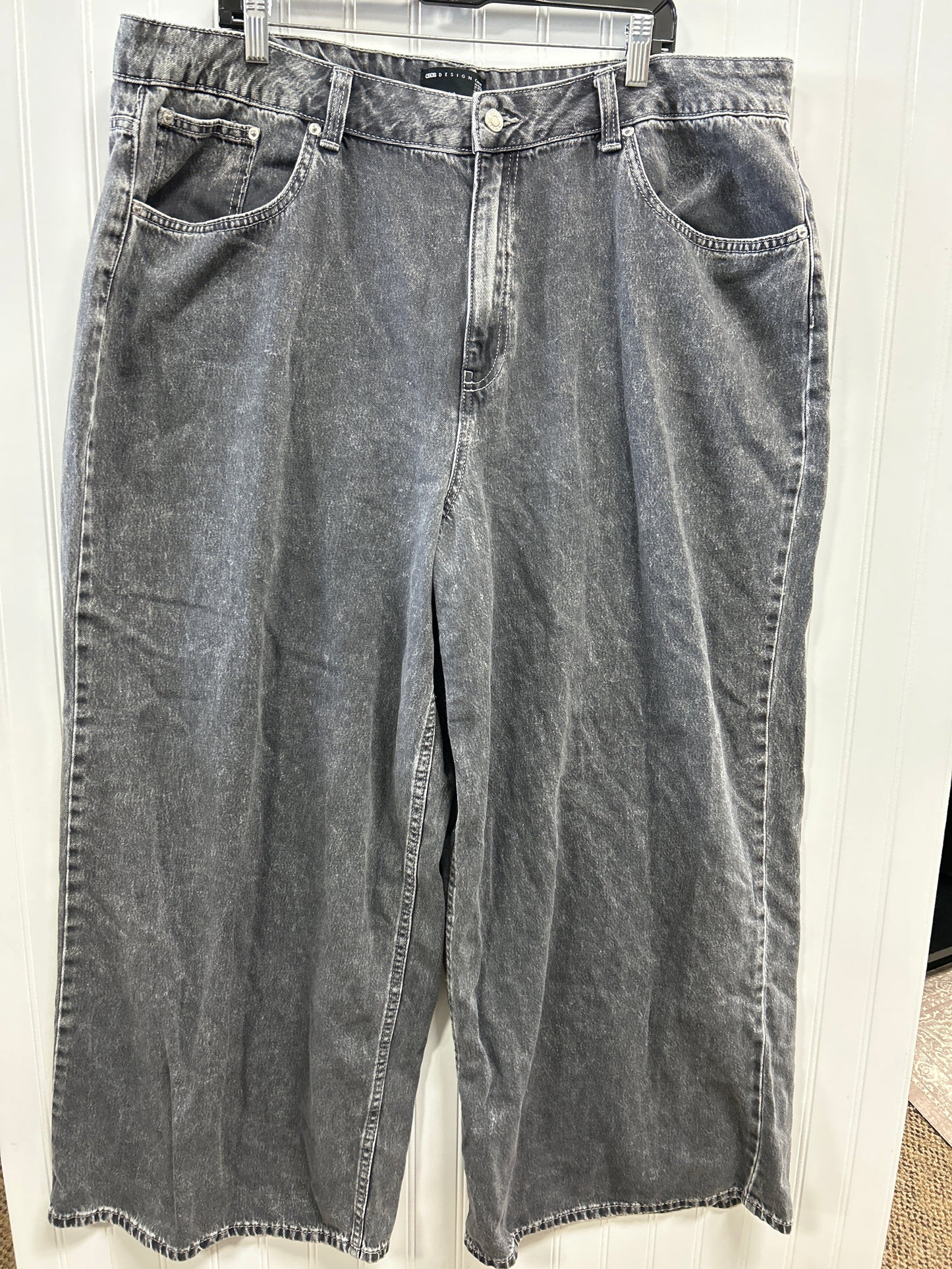 Jeans Wide Leg By Asos In Black Denim, Size:18