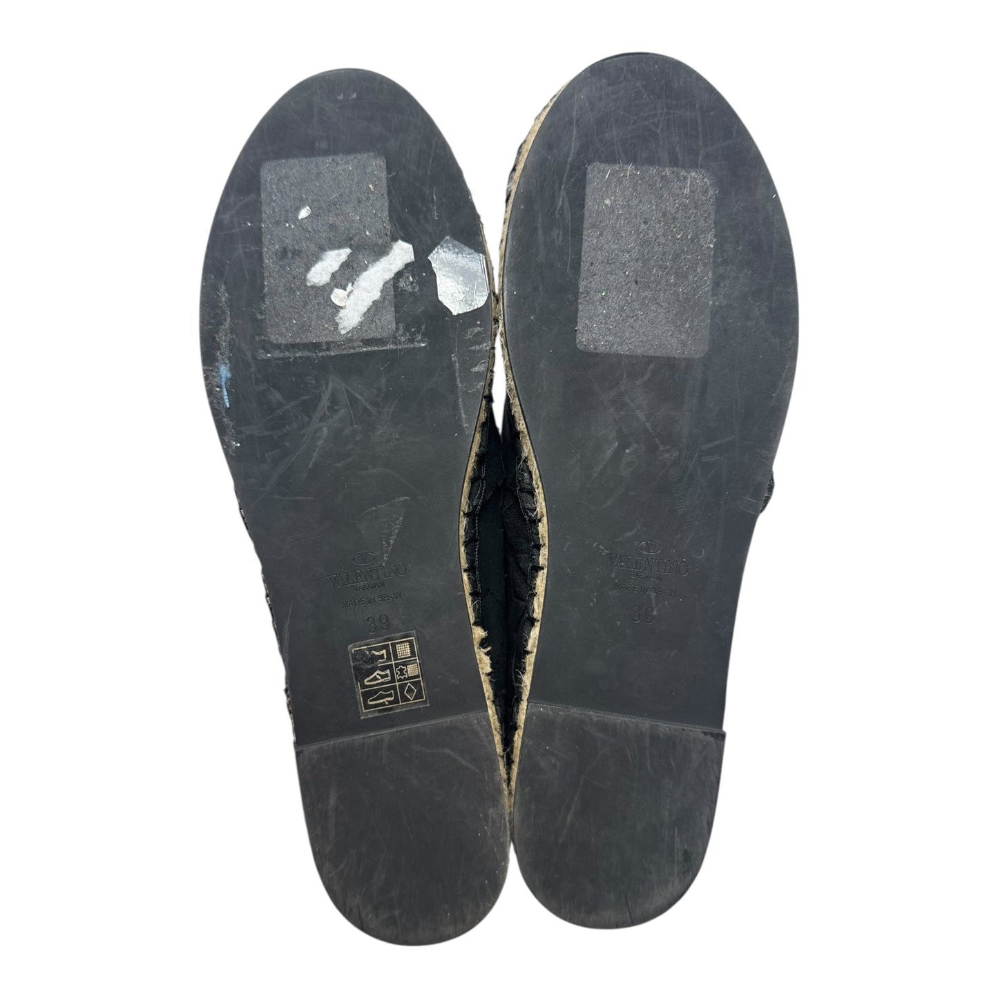 Star Espadrille Flats Shoes Luxury Designer By Valentino-garavani In Black, Size: 9 (39 EU)