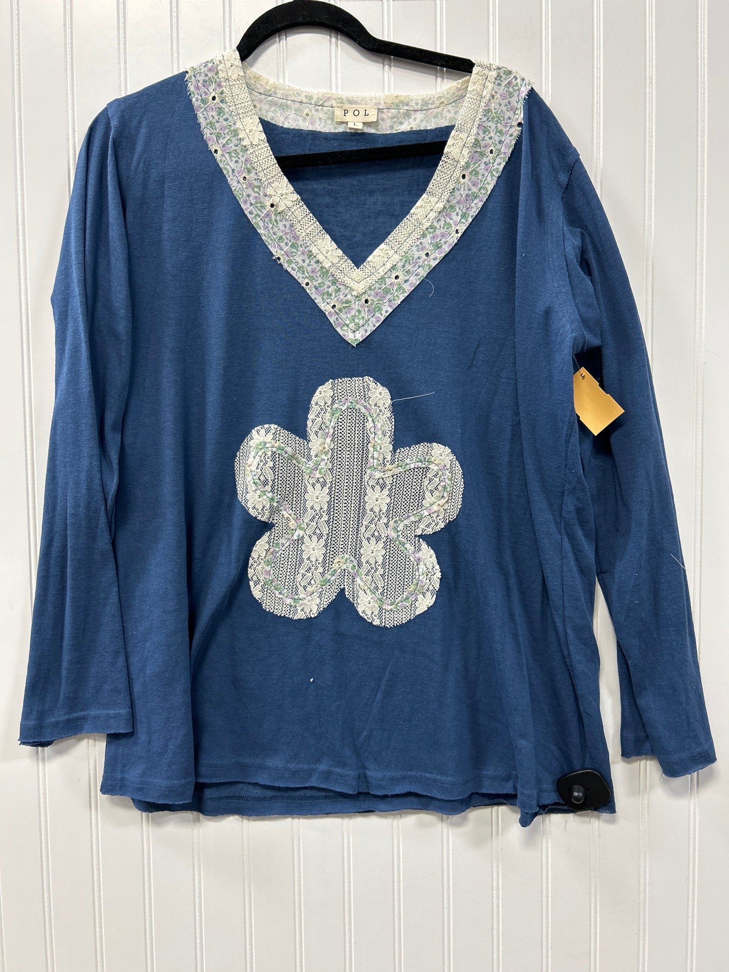 Blouse Ls By Pol In Navy, Size:L