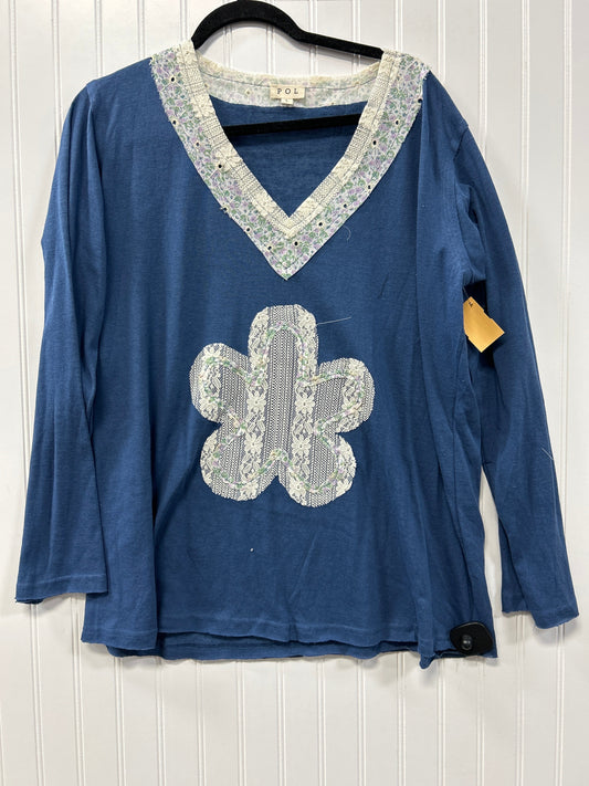 Blouse Ls By Pol In Navy, Size:L