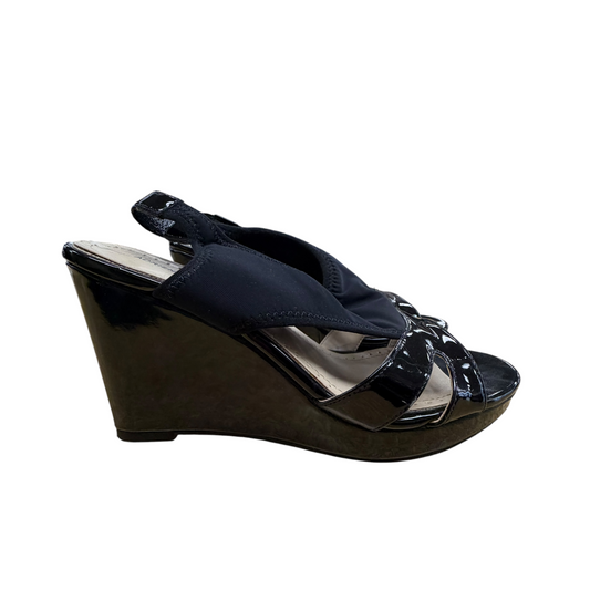 Sandals Heels Wedge By Adrienne Vittadini In Black, Size:8