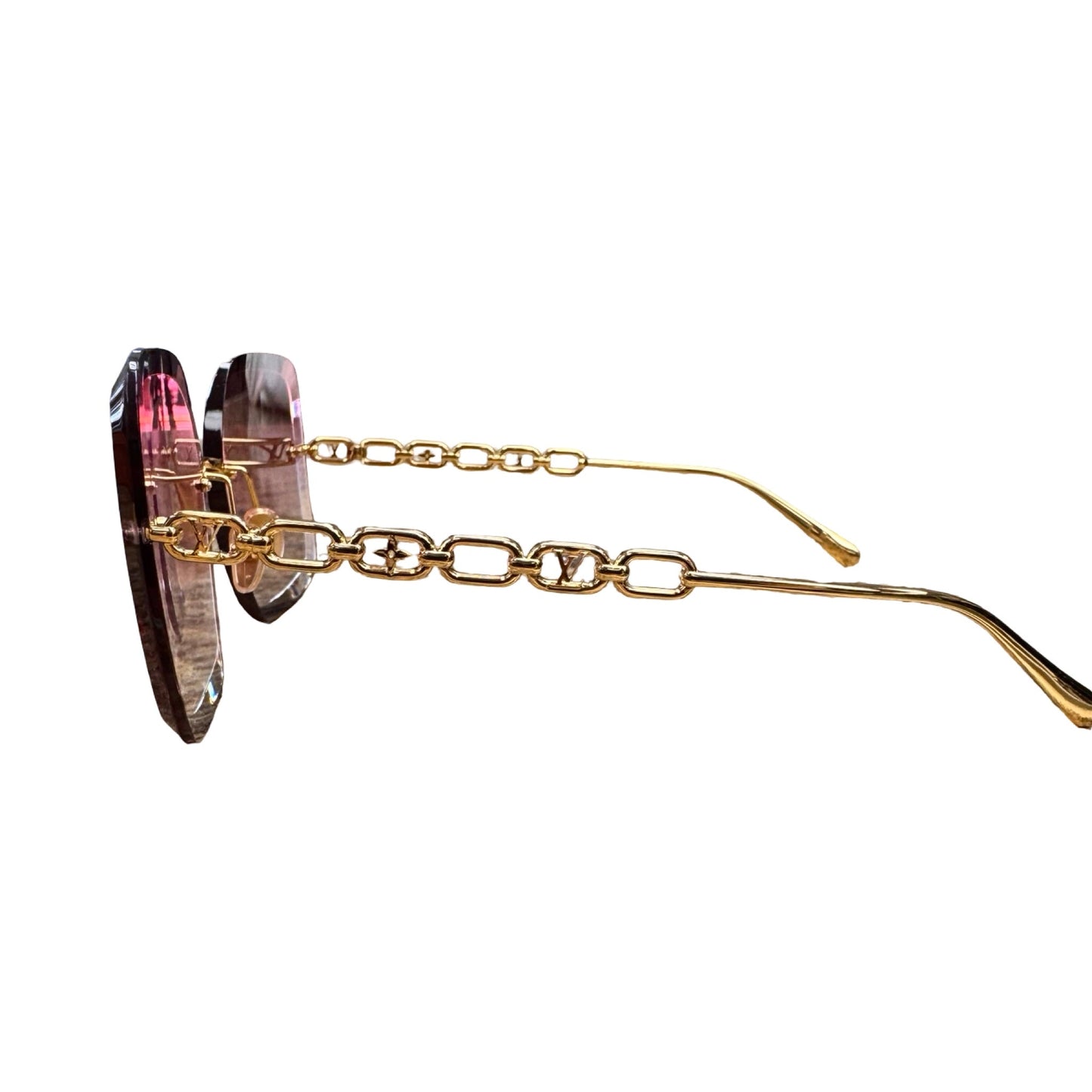 Jewel Square Sunglasses Luxury Designer By Louis Vuitton In Gold & Pink, Size: Z2422U 9J2 62 14 140