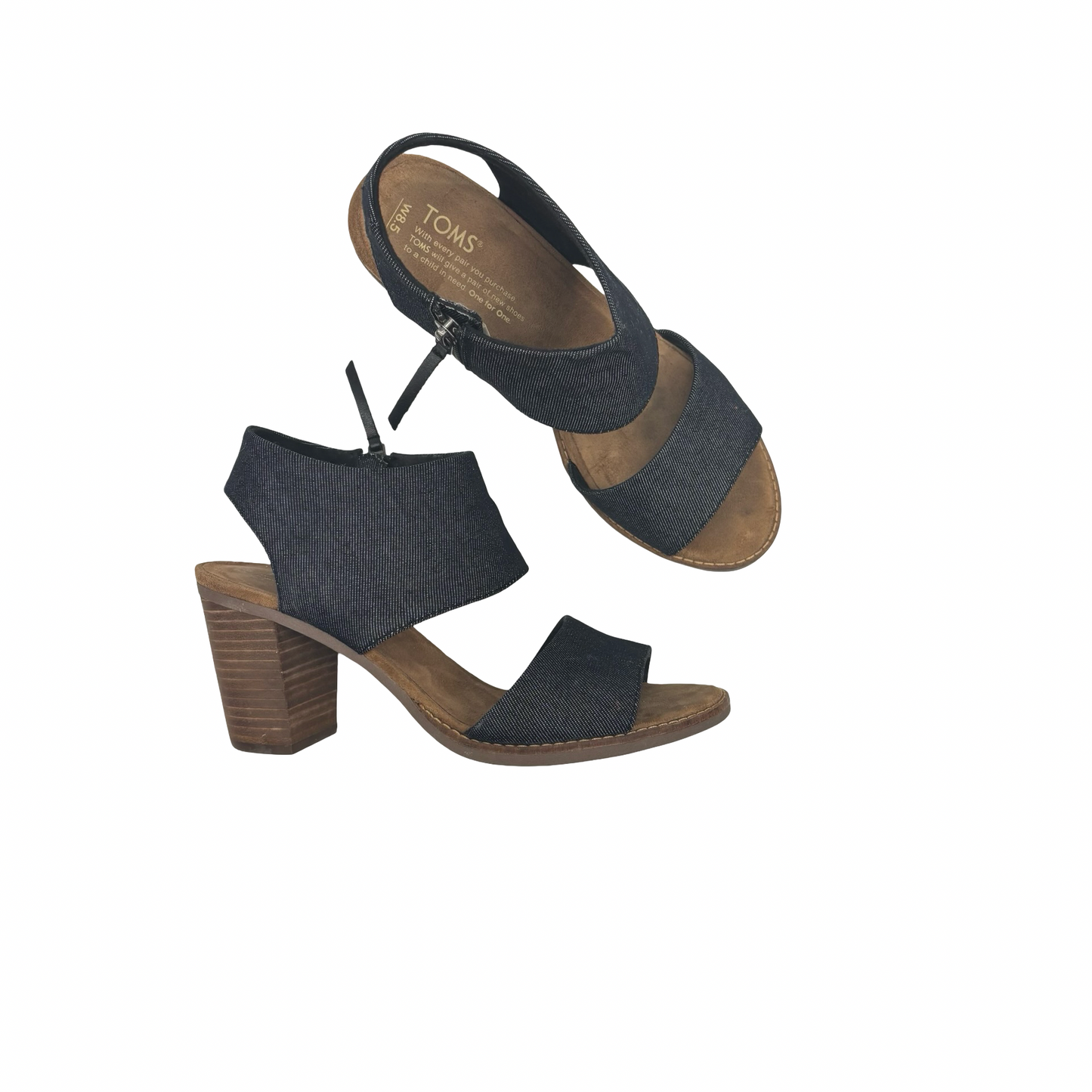 Sandals Heels Block By Toms In Blue, Size:8.5