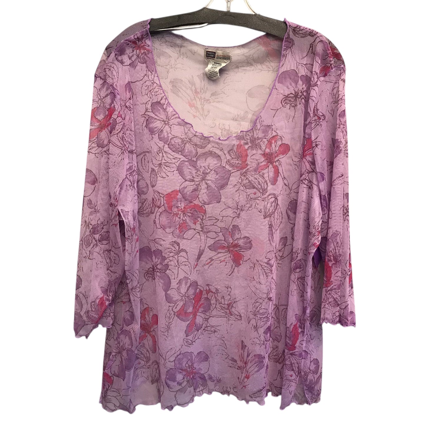Top 3/4 Sleeve By Faded Glory In Purple, Size:3X