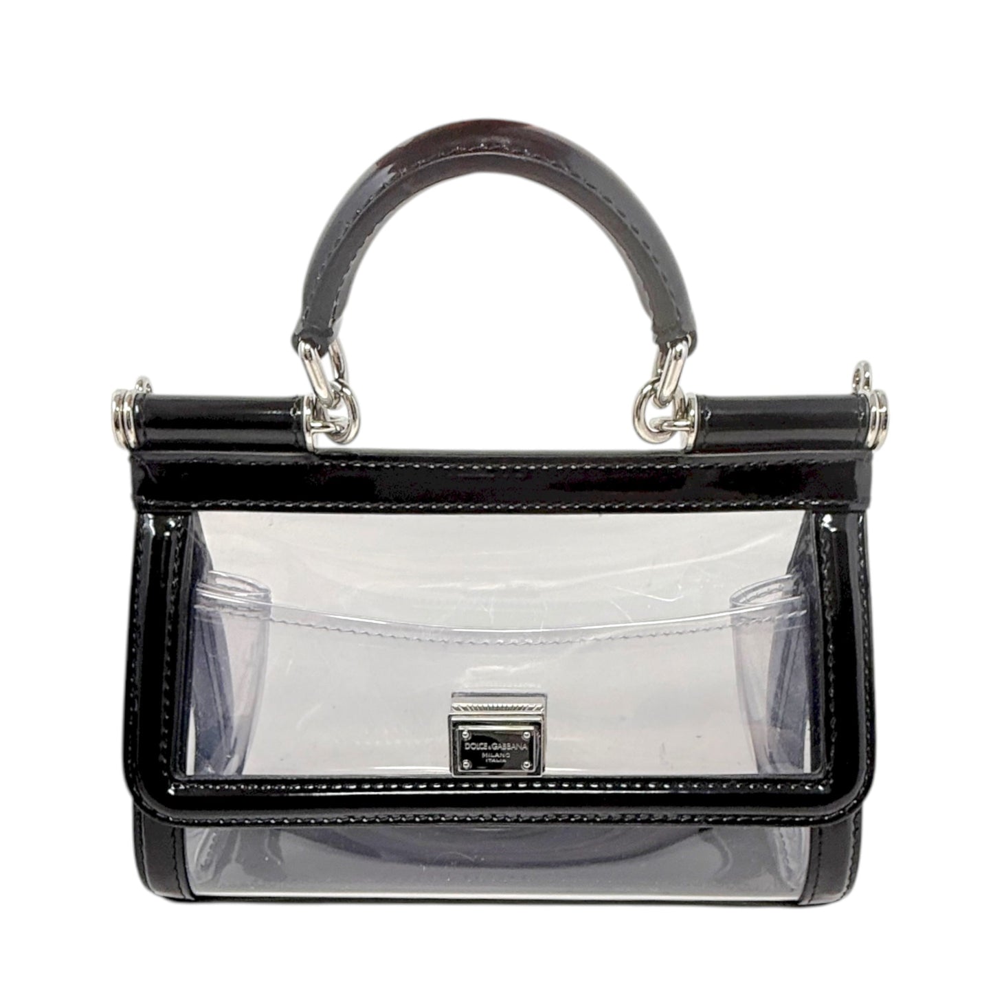 Sicily Small Transparent Top Handle Bag Luxury Designer By Dolce And Gabbana, Size: Small