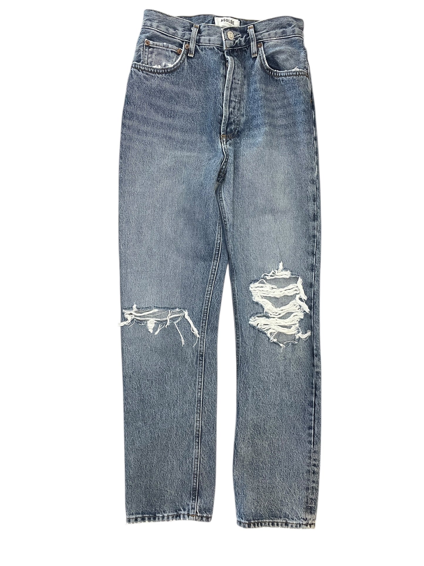 Jeans Straight By Agolde In Blue Denim, Size:0