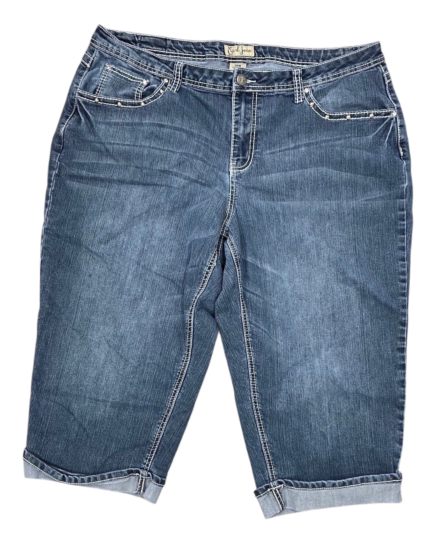 Jeans Cropped By Earl Jean In Blue Denim, Size:20