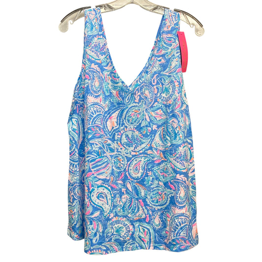 Top Sleeveless Designer By Lilly Pulitzer In Blue, Size:Xl