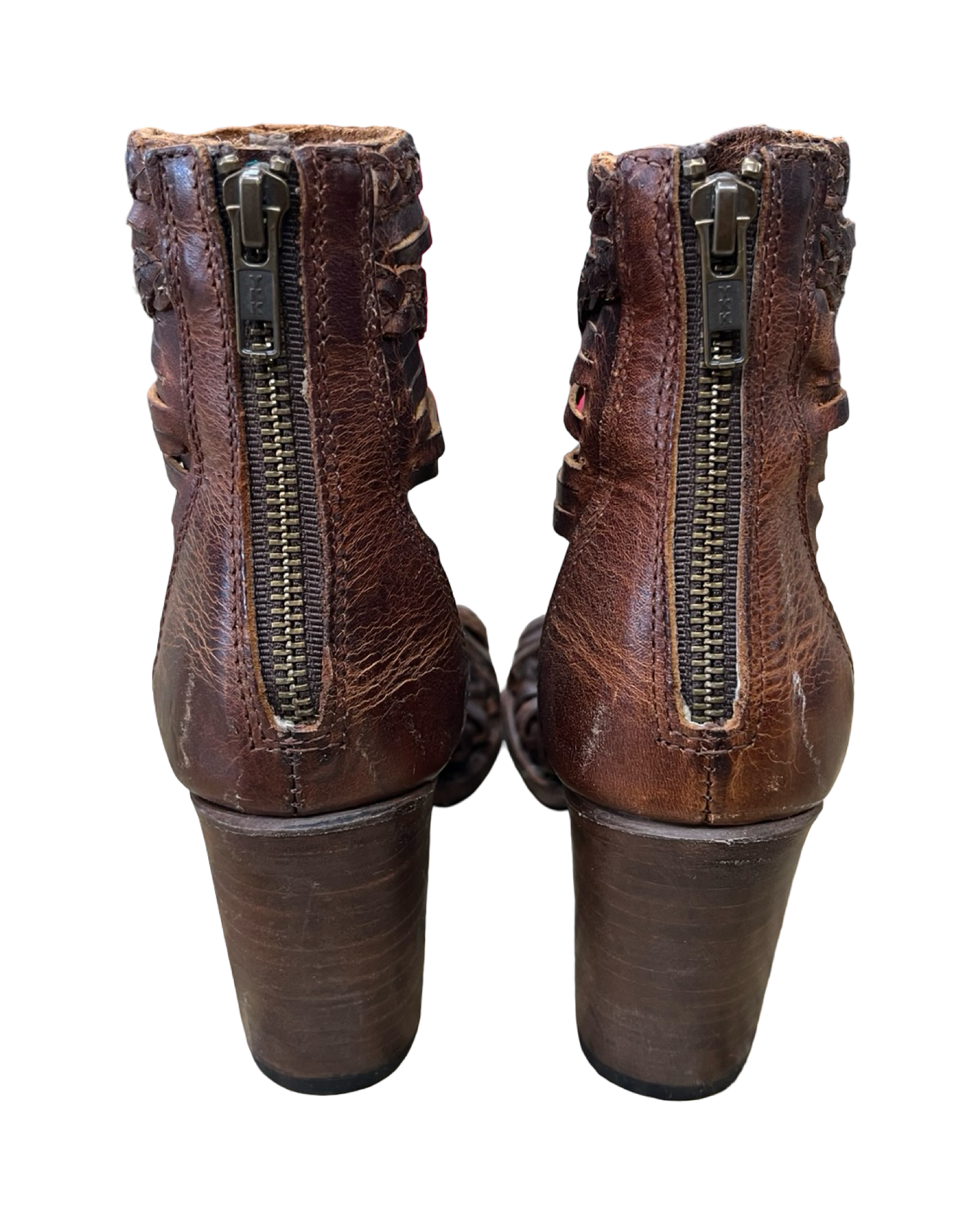 Sandals Heels Block By Freebird In Brown, Size:7