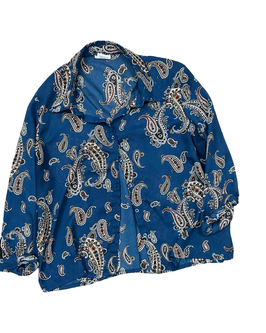 Blouse Ls By Bon Worth In Blue, Size:Xlp