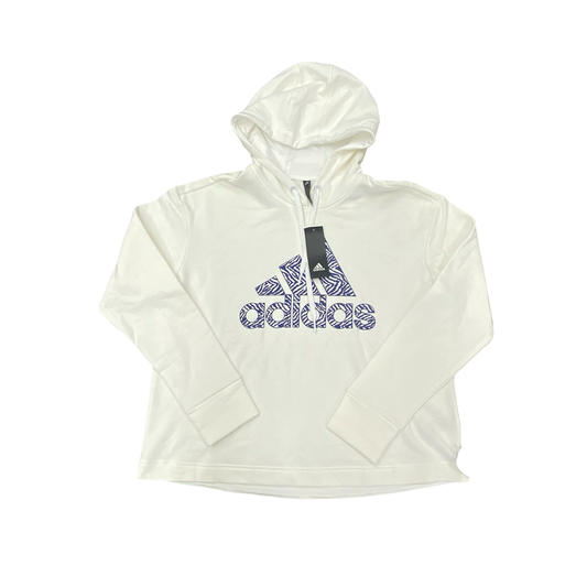 Athletic Sweatshirt Hoodie By Adidas In White, Size:1X