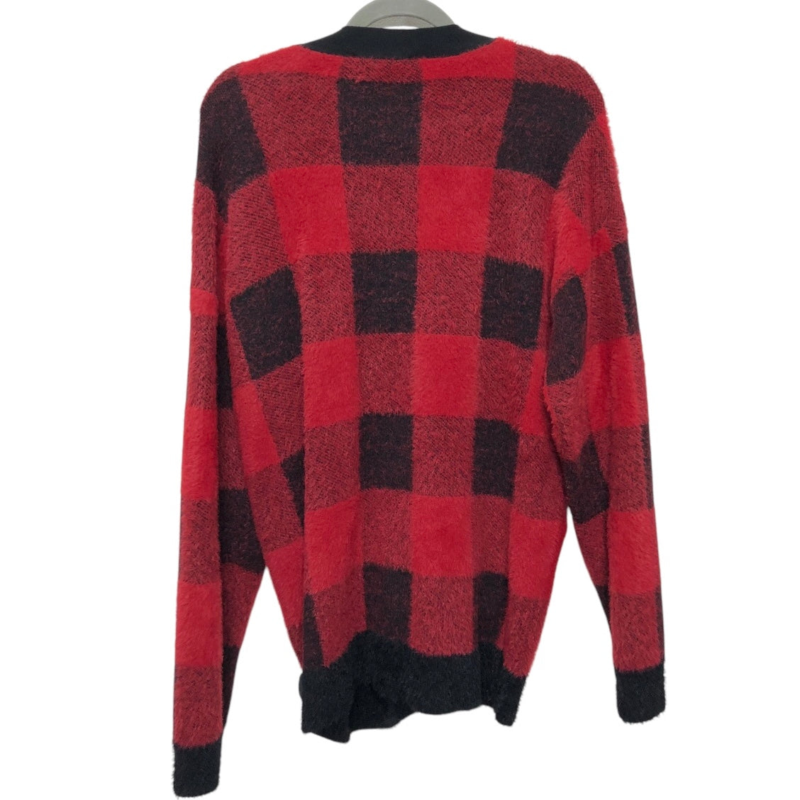 Sweater Cardigan By Cyrus Knits In Black & Red, Size:L