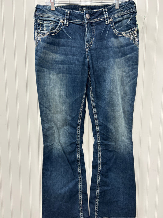 Jeans Boot Cut By Silver In Blue Denim, Size:14