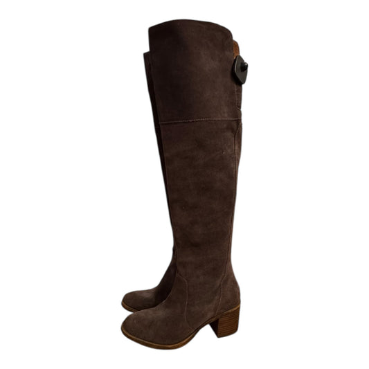 Boots Knee Heels By Lucky Brand In Taupe, Size:7.5