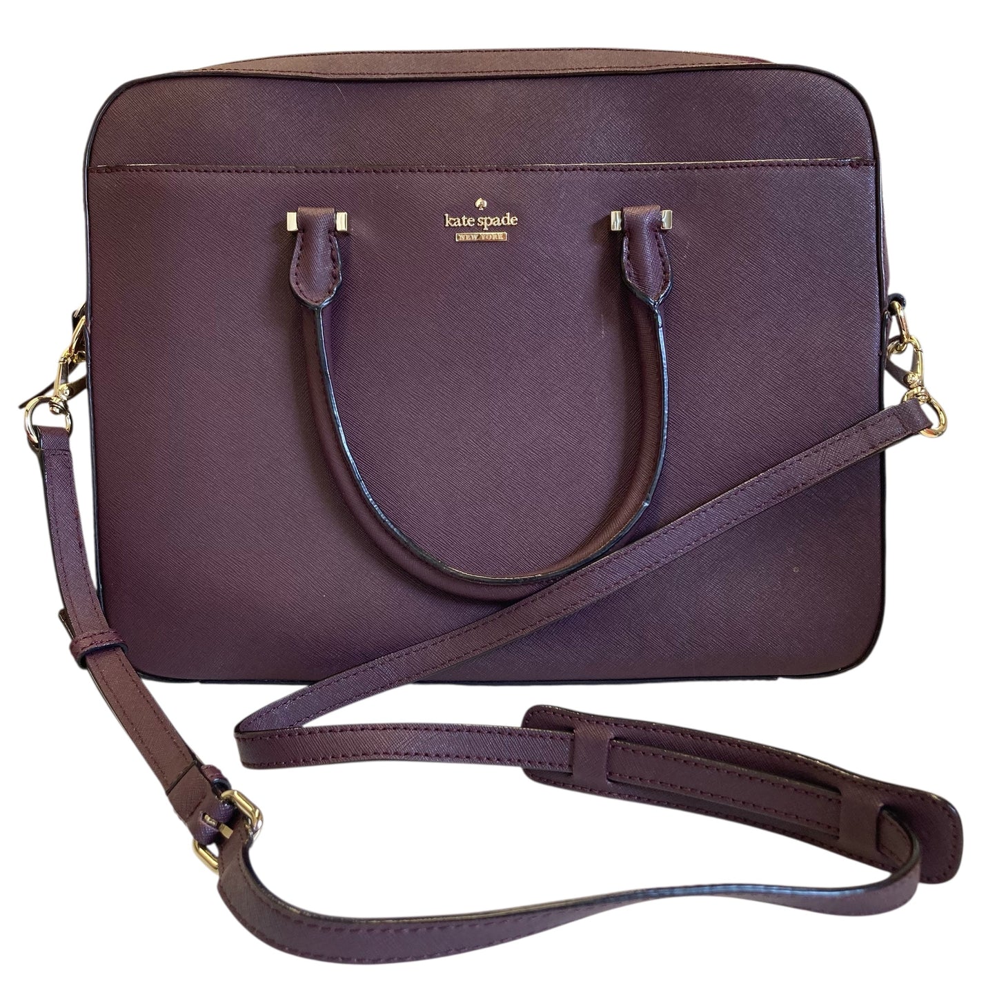Laptop Bag Designer By Kate Spade In Maroon, Size:Medium