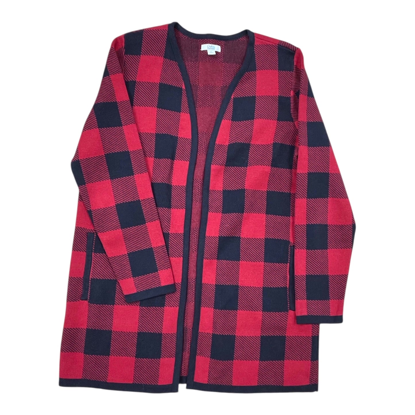 Sweater Cardigan By Croft And Barrow In Black & Red, Size:L