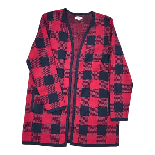 Sweater Cardigan By Croft And Barrow In Black & Red, Size:L