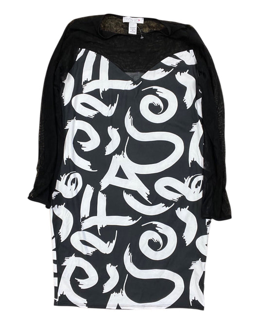 Dress Casual Midi By Ashley Stewart In Black & White, Size:2X