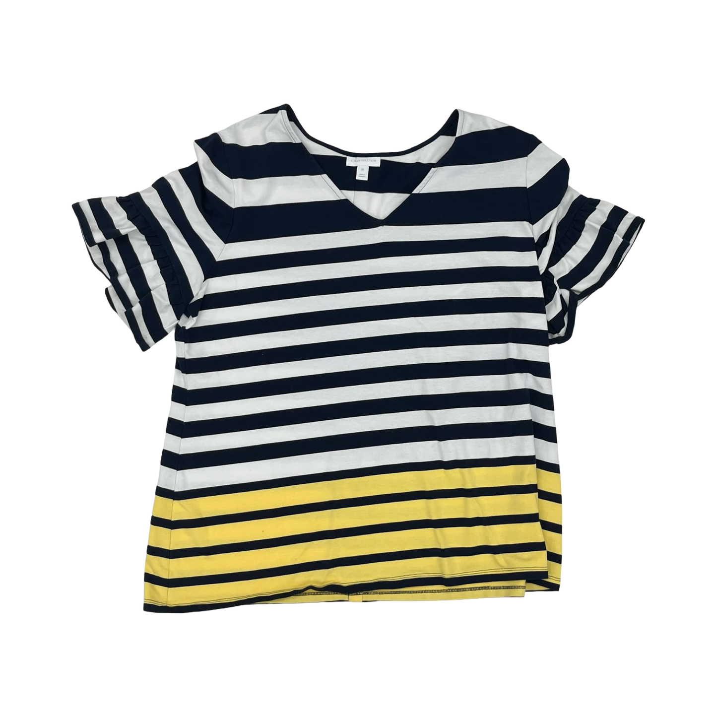 Top Ss By Charter Club In Striped Pattern, Size:2X