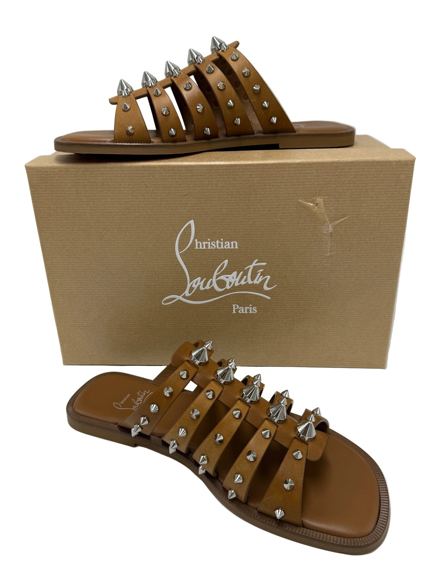 Christian Louboutin Charja Spiked Mule Luxury Sandal, Size: 7.5 (38)