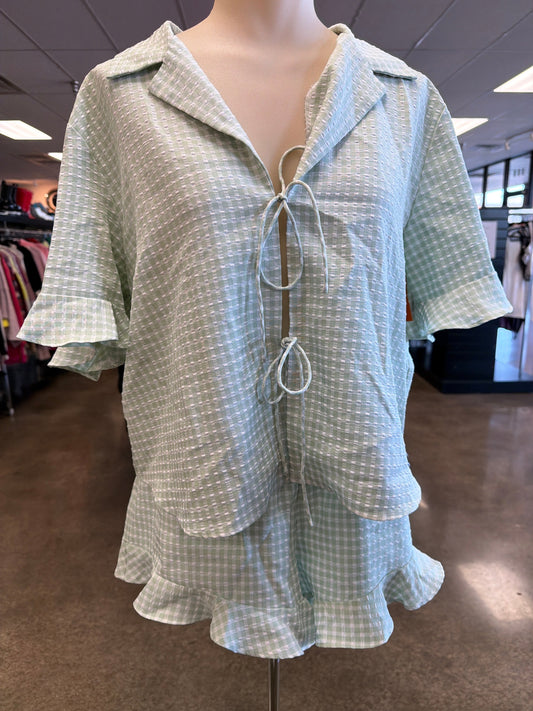 Shorts Set By Clothes Mentor In Green & White, Size:M