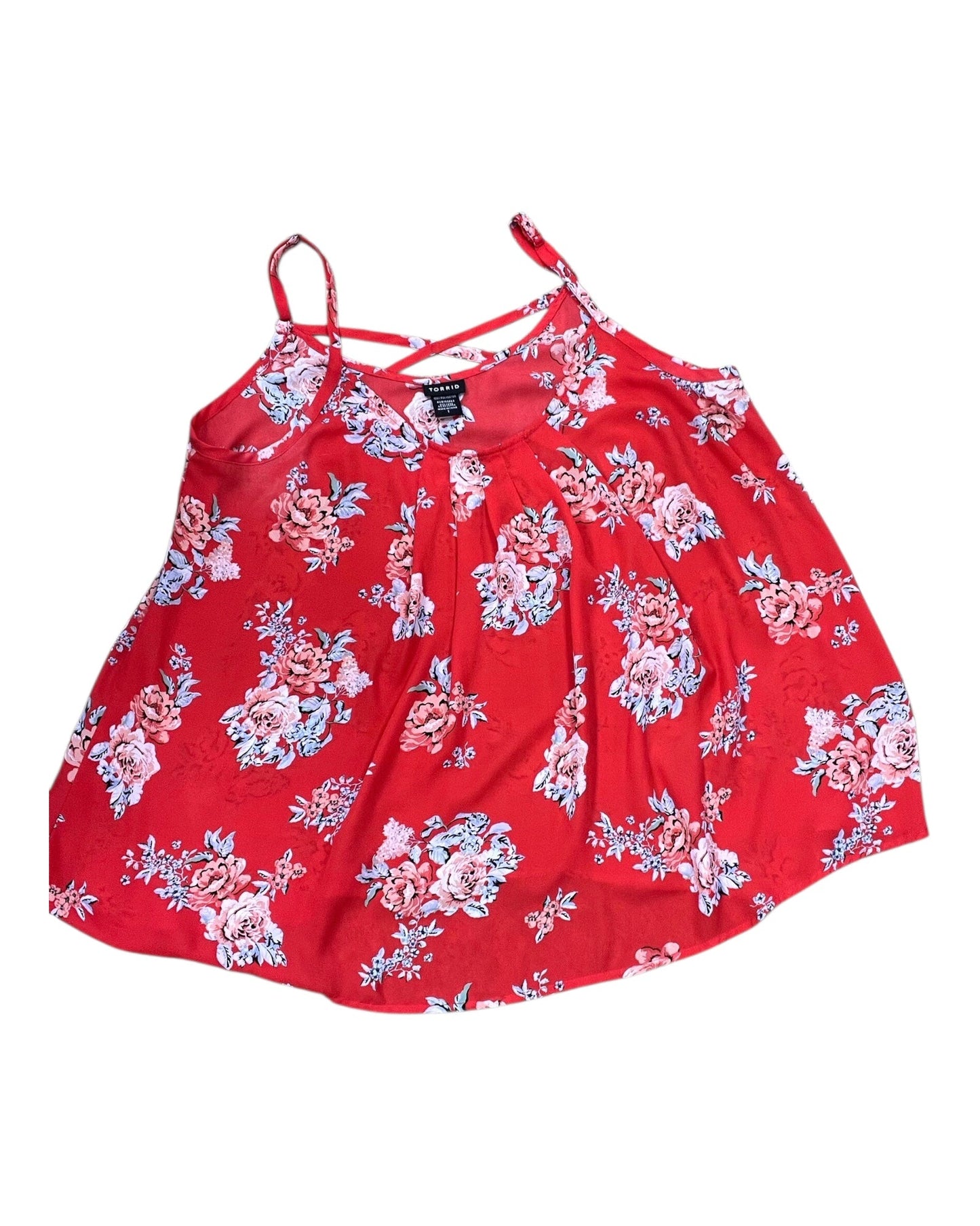 Top Sleeveless By Torrid In Red & White, Size:1X