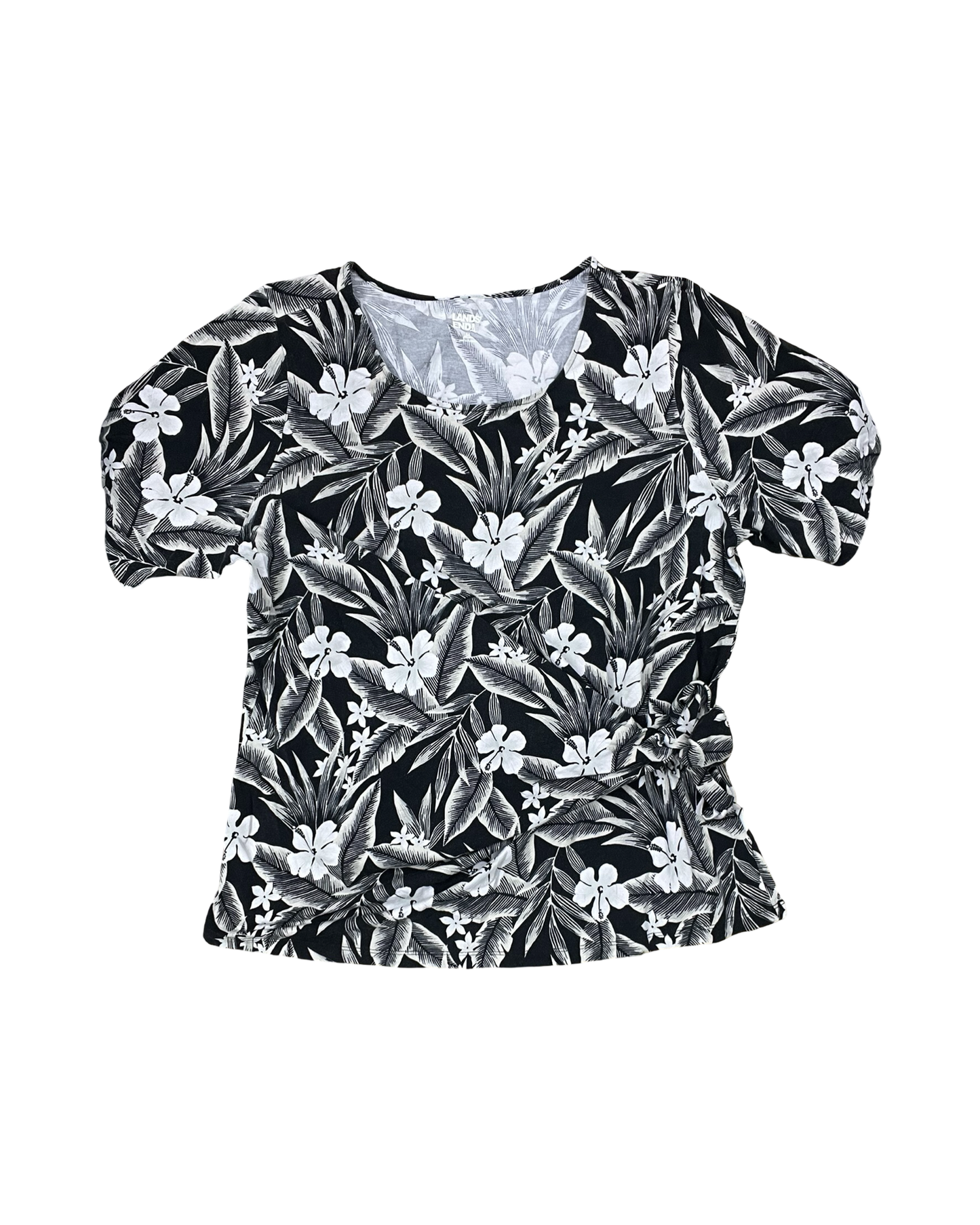 Top Ss By Lands End In Black & Cream, Size:2X
