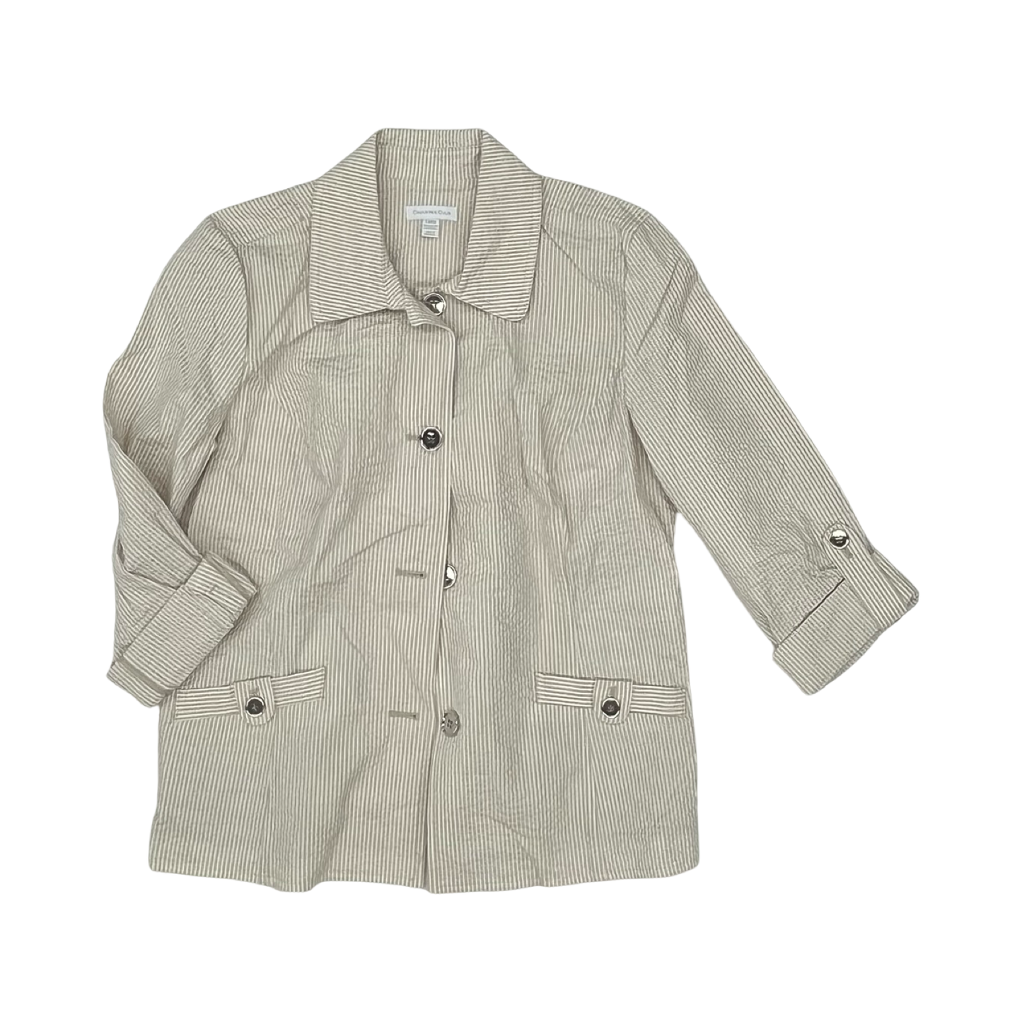 Blazer By Charter Club In Tan & White, Size:L
